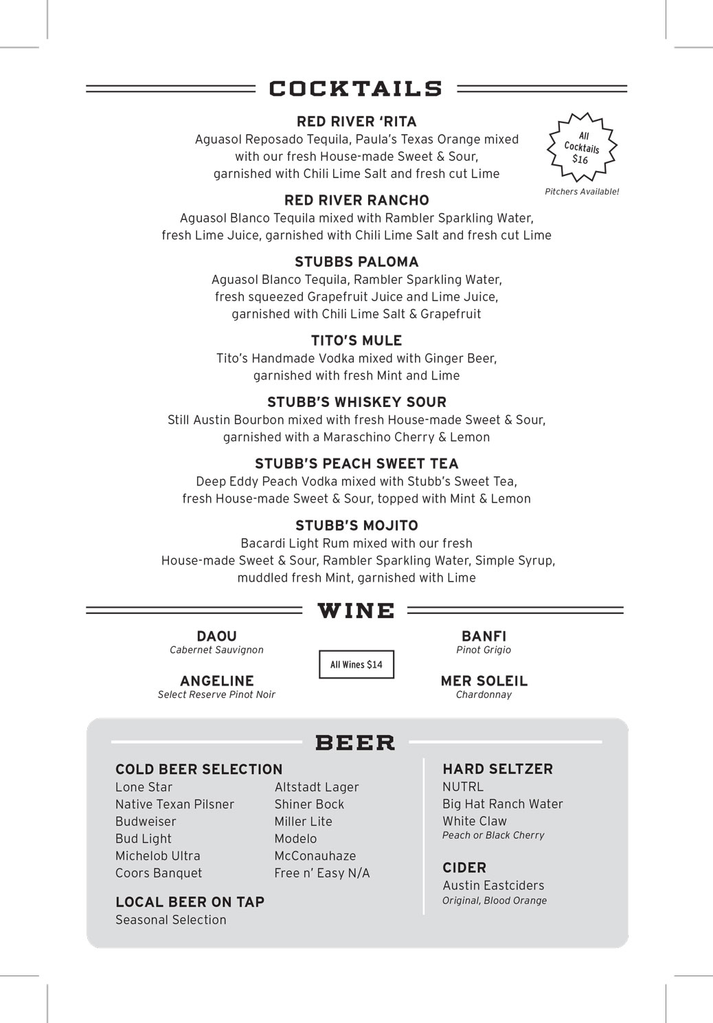 Drink Menu